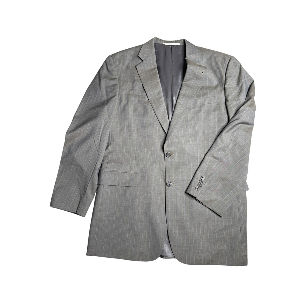 Burberry London Kensington Gray Pinstripe 100% Wool Blazer Jacket Men's 42L